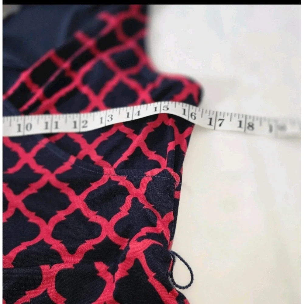 Mix by 41Hawthorn Navy Pink Geometric Faux Wrap Sleeveless Tie Waist Dress M - Picture 3 of 9